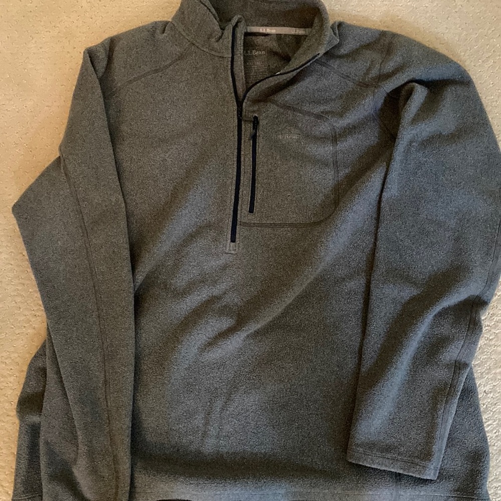 L.L. Bean Mountain Fleece Half Zip Jacket Mens Size XXL Tall gray Fitted Hiking